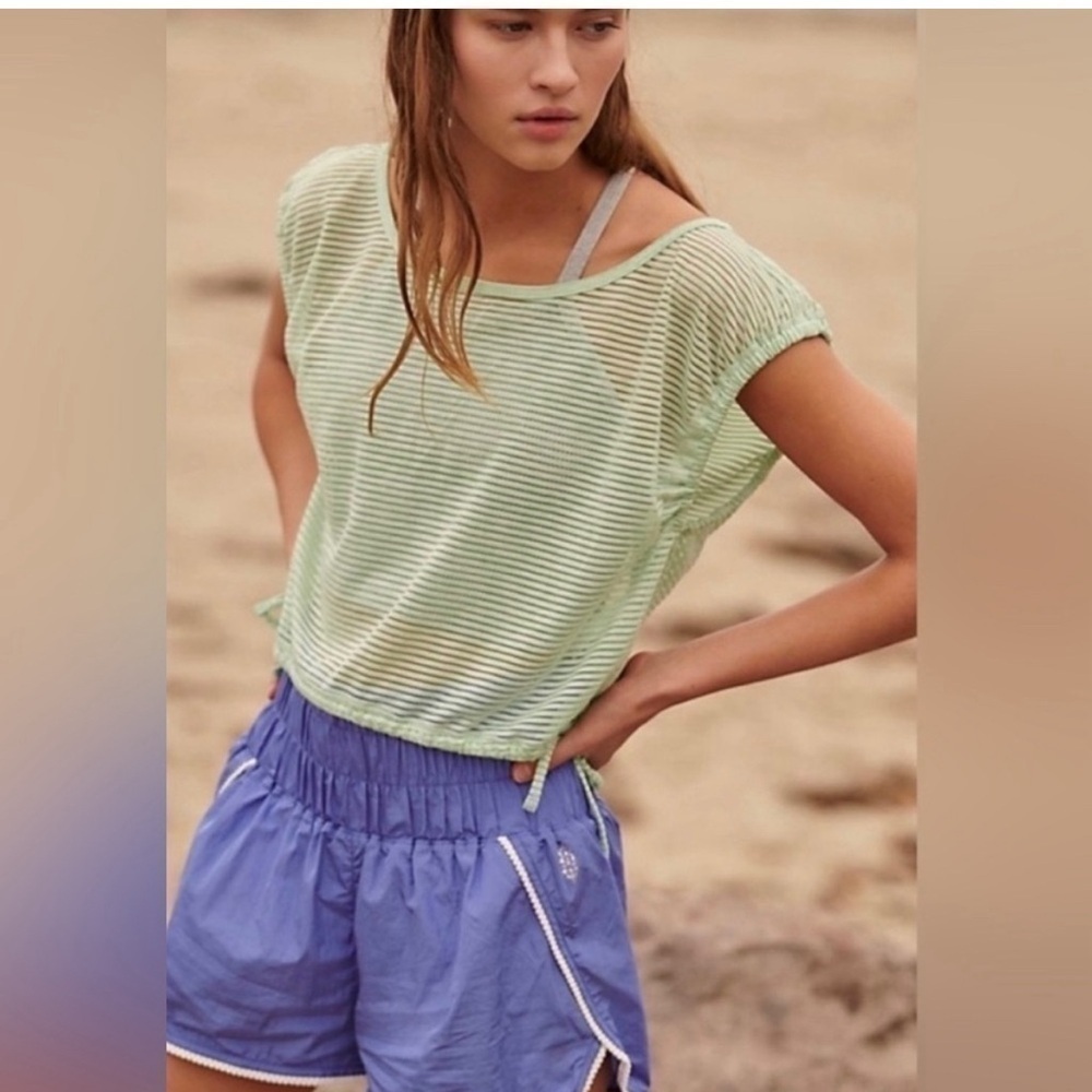 NWOT Free People, Circle Back Tee In Green, Small